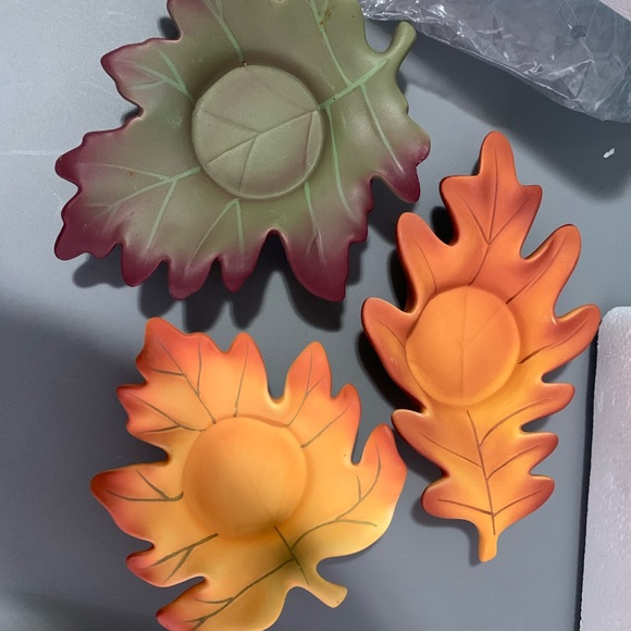 Partylite whispering Leaf Tea light Set of 3 NIB